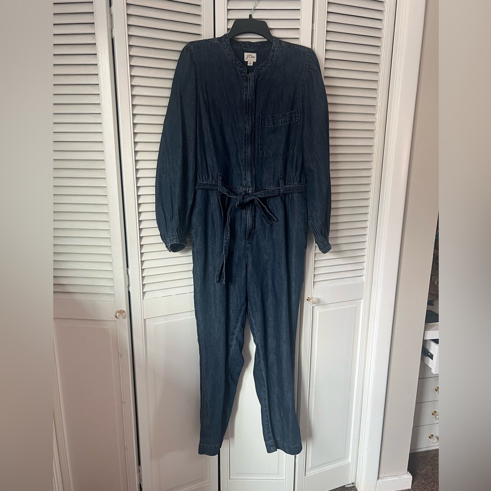 J. Crew long sleeve zip front jumpsuit sz 12 denim look